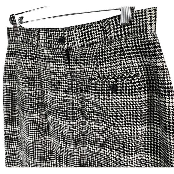 Talbots Vintage Pencil Skirt 10 Black Houndstooth Wool Academia Preppy Classic - Picture 4 of 13